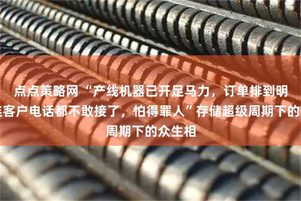 点点策略网 “产线机器已开足马力，订单排到明年，连客户电话都不敢接了，怕得罪人”存储超级周期下的众生相